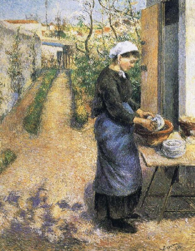 Camille Pissarro Dish washing woman